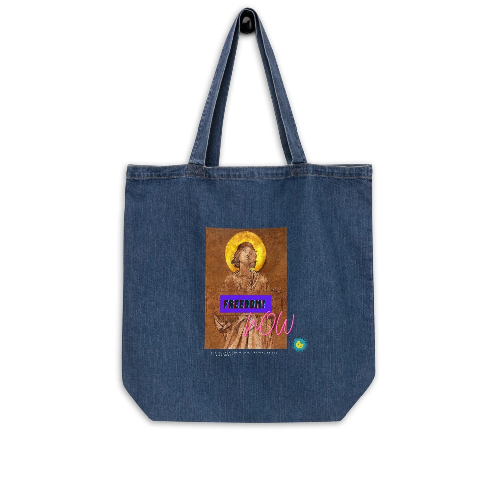 Organic Denim Tote Bag Denim Blue Front