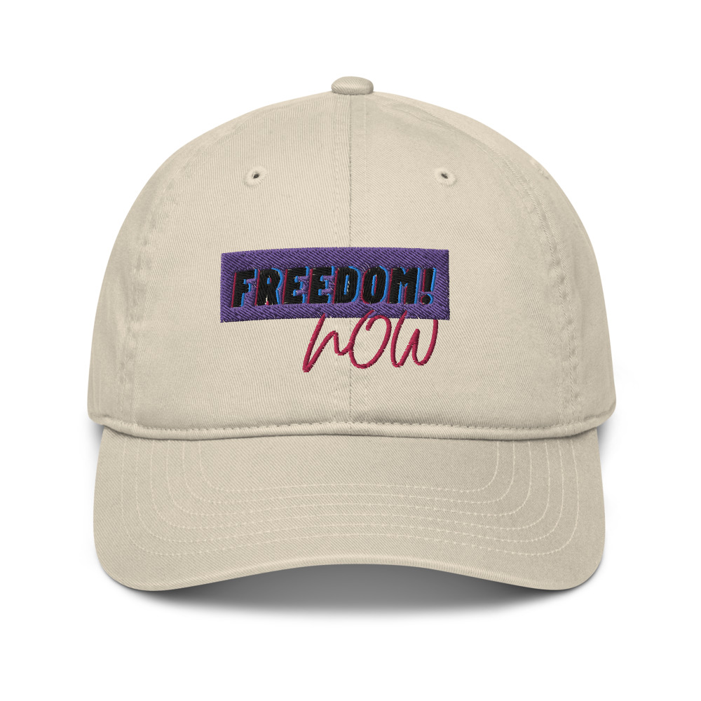 Art collection | freedom now  |  organic baseball cap bag| Activisim