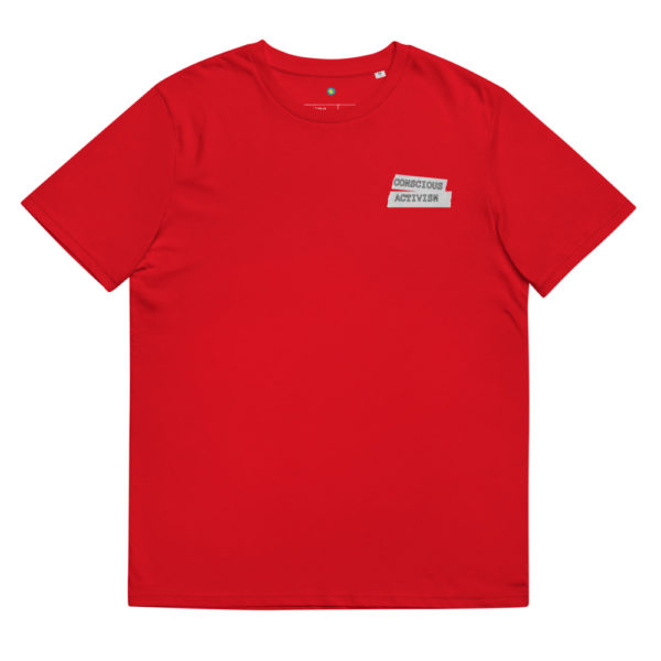 unisex organic cotton t shirt red front 61f95bb9eb127