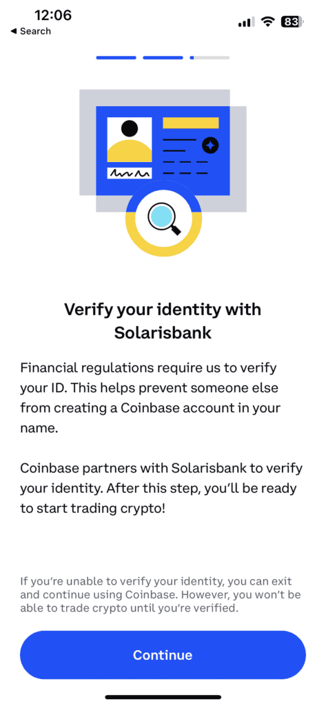 Unannotated mobile screenshot of the 2022 identity-verification prompt mentioning Solarisbank