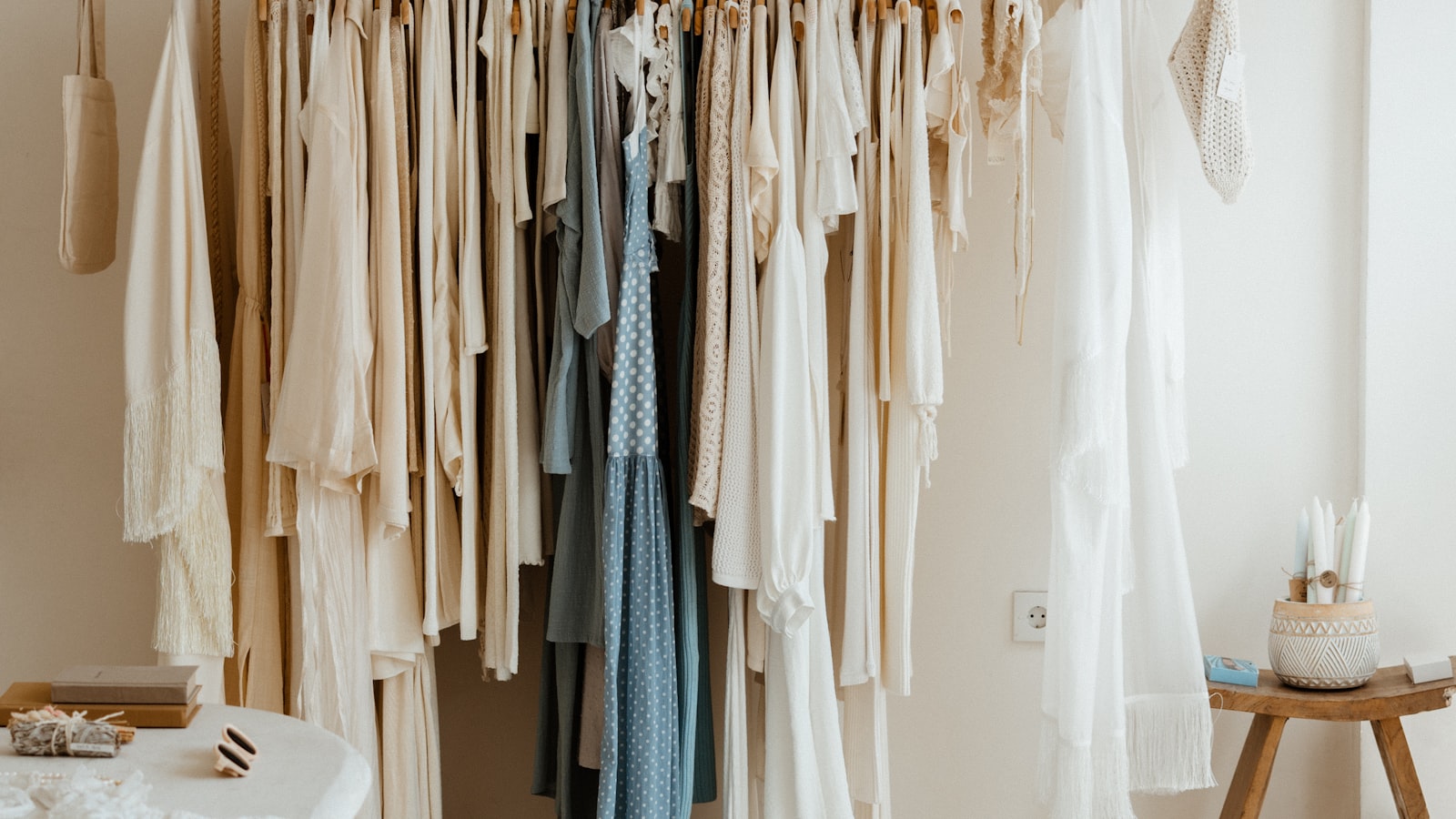 Boutique clothing rack representing thoughtful activist clothing choices
