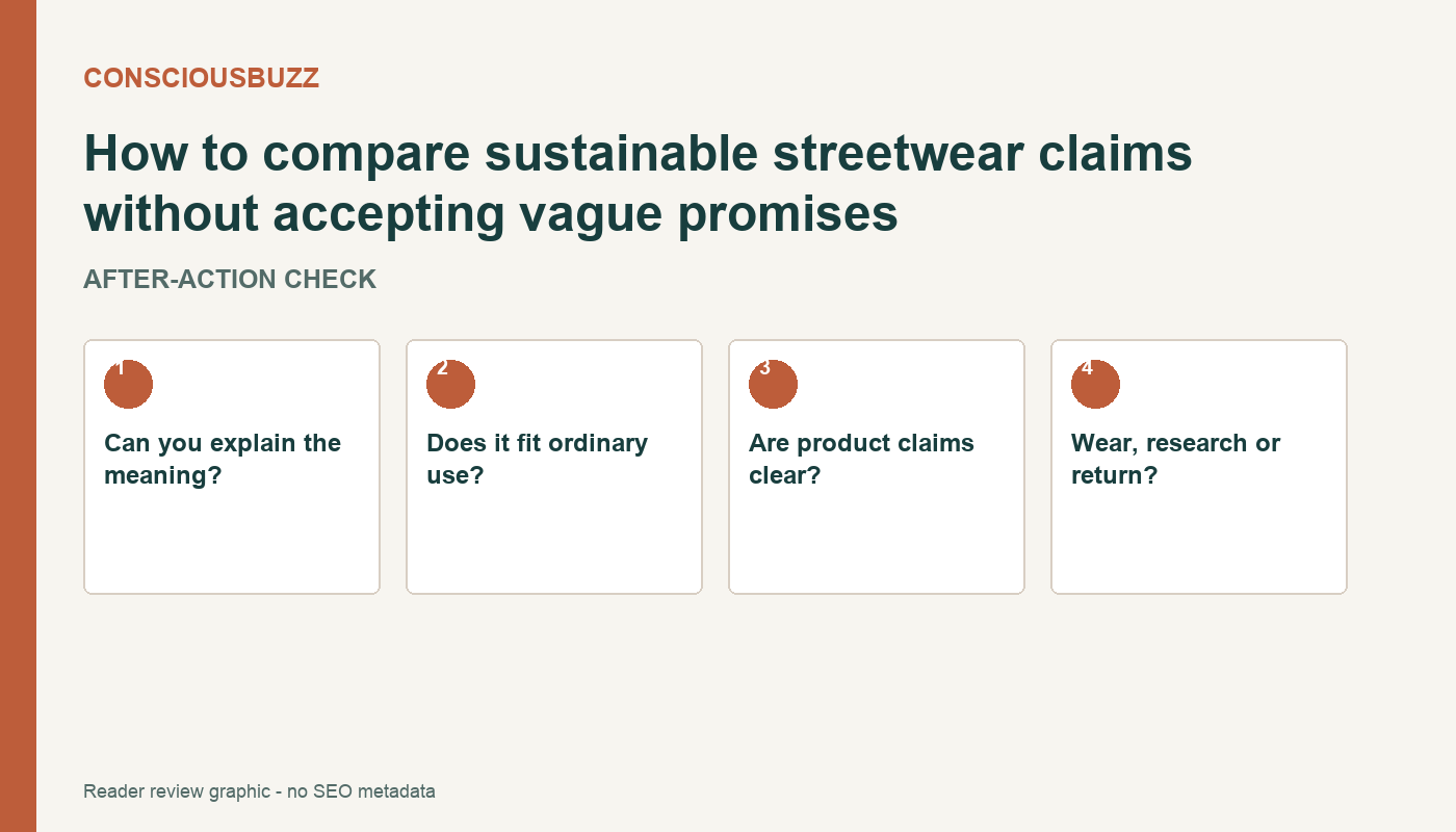 A review checklist for sustainable streetwear